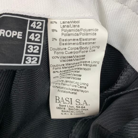 ARMAND BASI Size 32 Grey Stripe Wool Blend Flat Front Dress Pants - Picture 3 of 5